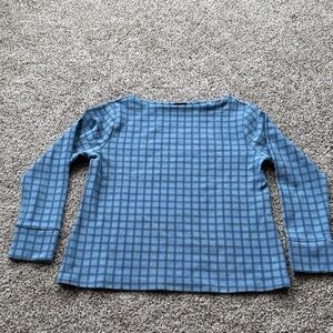 Ann Taylor Blue and Black Plaid Top